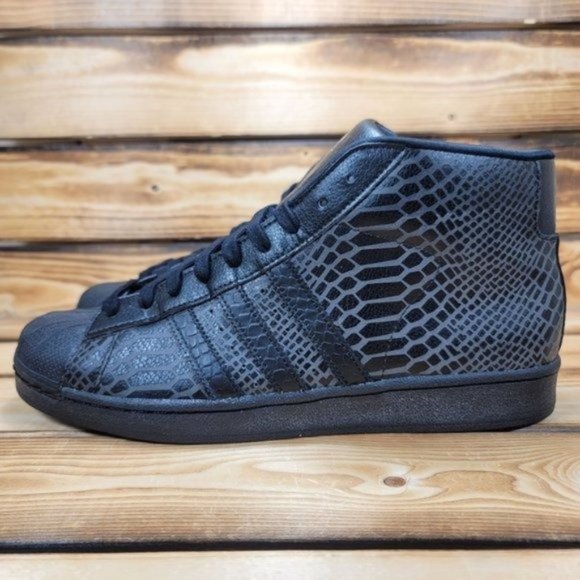 Adidas Casual Basketball Shoes for Men Pro Model Snakeskin Triple Black - Picture 3 of 9